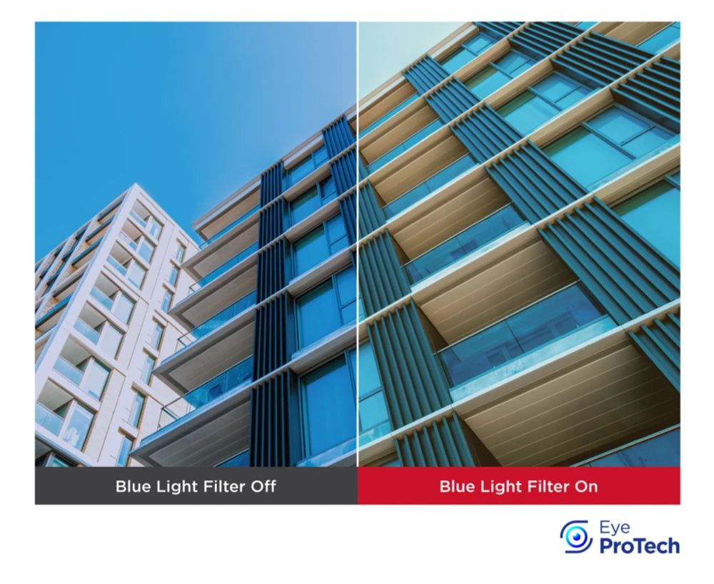 Blue Light Filter OffBlue Light Filter OnEyeProTech