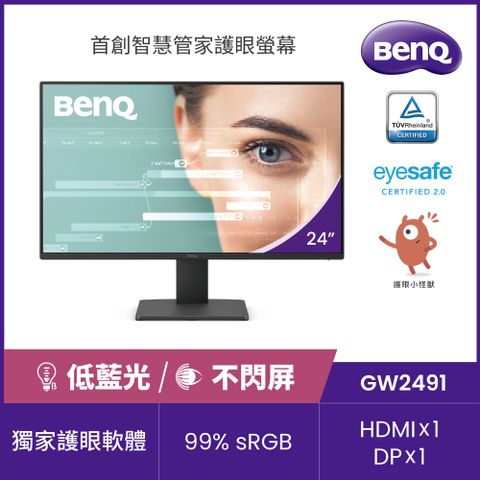 BenQ 明基 GW2491 護眼螢幕(24型/FHD/HDMI/DP/IPS)