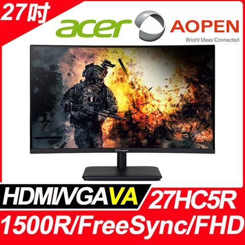 AOPEN 27HC5R 曲面螢幕 (27吋/FHD/HDMI/喇叭/VA)