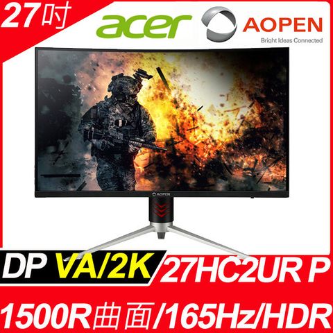 (開箱福利品)AOPEN 27HC2UR P HDR400曲面電競螢幕 (27吋/2K/165hz/VA)