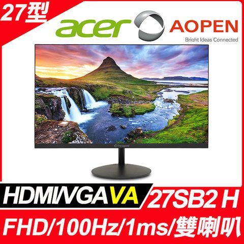 AOPEN 27SB2 H 薄邊框螢幕 (27吋/FHD/HDMI/喇叭/VA)