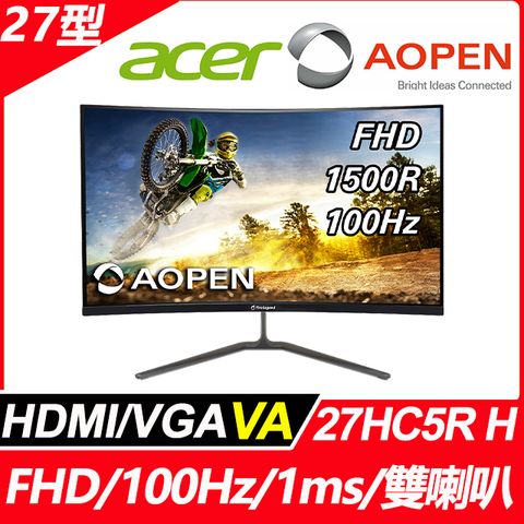 ACER 宏碁 AOPEN 27HC5R H 曲面螢幕(27型/FHD/100Hz/1ms/喇叭/VA)