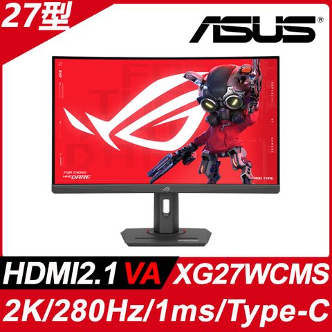 ASUS 華碩 ROG Strix XG27WCMS 電競螢幕(27型/2K/280Hz/1ms/VA/HDMI2.1/Type-C)