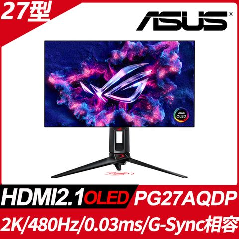 ASUS 華碩 ROG Strix PG27AQDP 電競螢幕(27型/2K/480Hz/0.03ms/OLED/HDMI2.1)