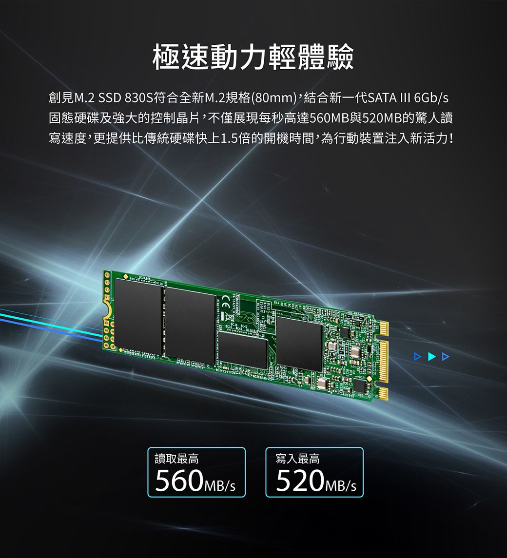 Transcend 創見】128GB MTS830S M.2 2280 SATA Ⅲ SSD固態硬碟- PChome