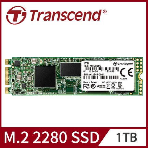 ★內建DRAM 效能更強★【Transcend 創見】1TB MTS830S M.2 2280 SATA Ⅲ SSD固態硬碟 (TS1TMTS830S)