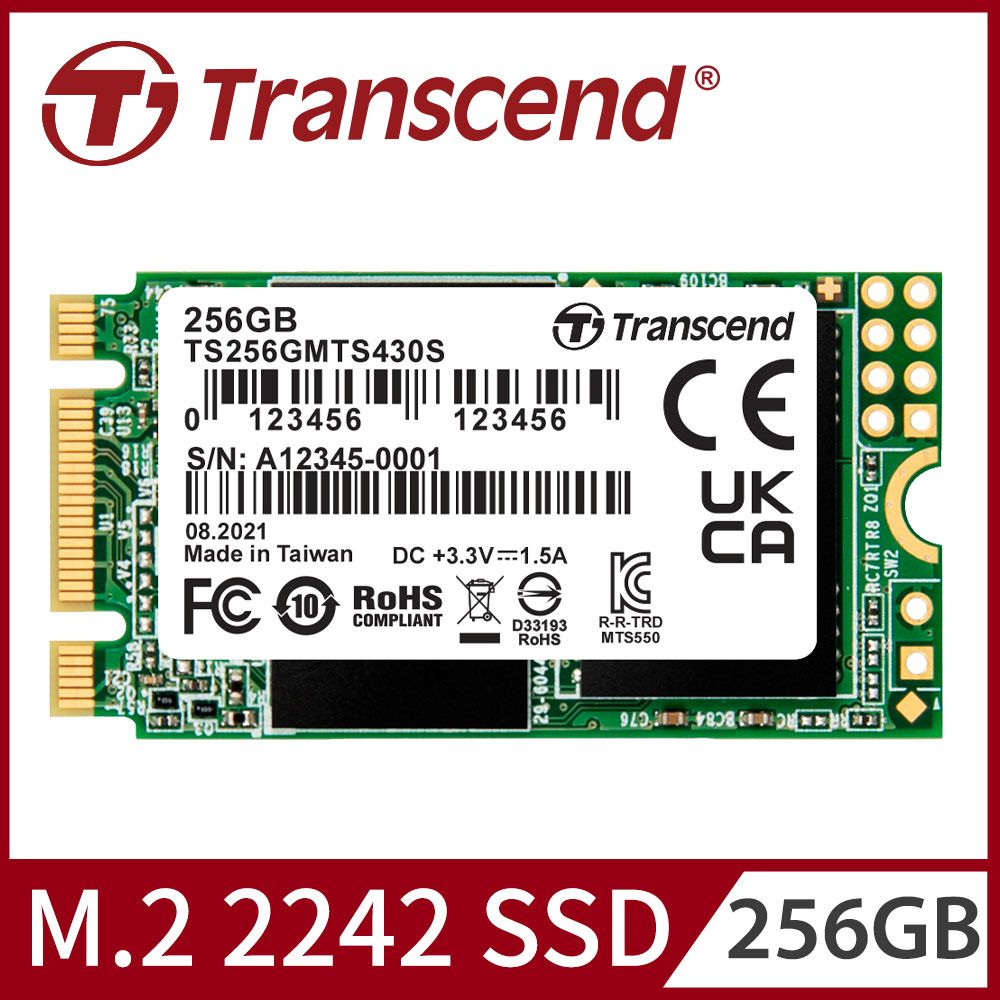 Transcend 創見 256GB MTS430S M.2 2242 SATA  SSD固態硬碟 (TS256GMTS430S)