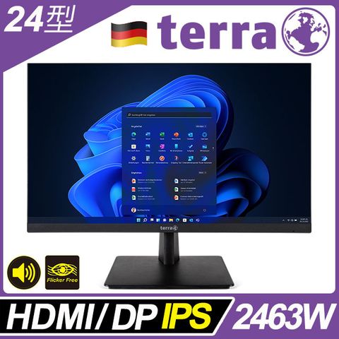 【福利品】Terra 2463W 廣視角螢幕(24型/FHD//HDMI/DP/喇叭/IPS)