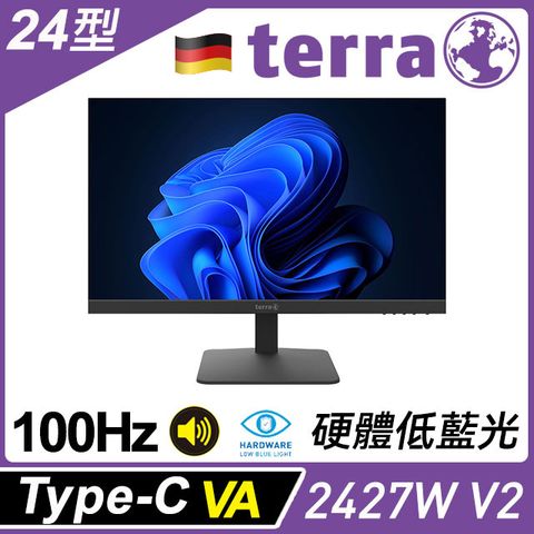 Terra 2427W V2 護眼窄邊螢幕(24型/FHD/HDMI/DP/喇叭/VA/Type-C)