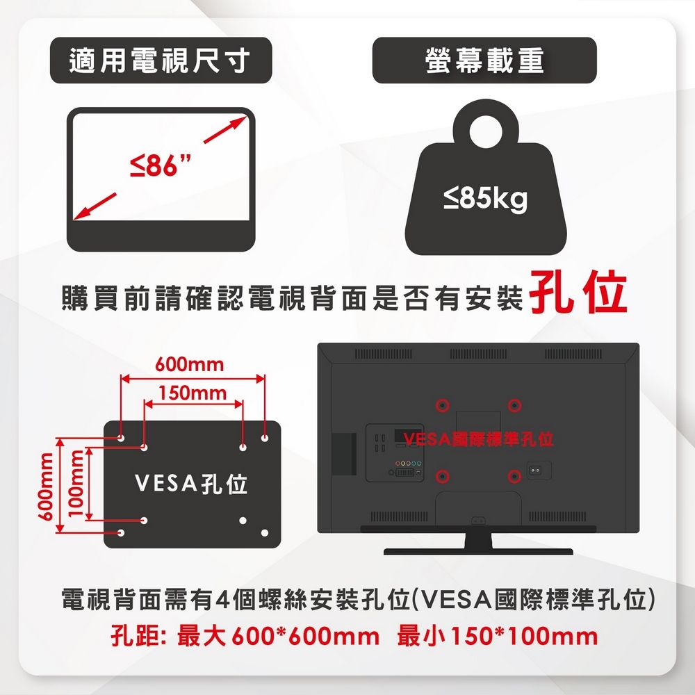 ErgoGrade 移動式電視推車(EGCTF660)