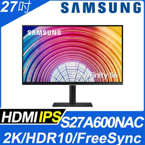 SAMSUNG 27吋 2K 窄邊美型螢幕(S27A600NAC)
