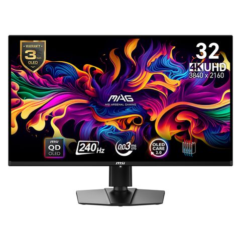MSI MAG 321UPX QD-OLED HDR平面電競螢幕 (32型/4K/240Hz/0.03ms/QD-OLED/Type-C)