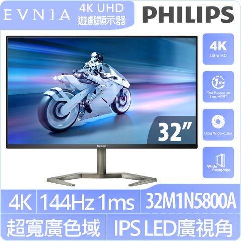 PHILIPS 飛利浦32M1N5800A HDR400電競螢幕 (32型/4K/144hz/1ms/IPS/喇叭)