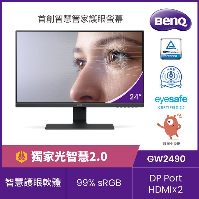 BenQ 明基  GW2490 光智慧護眼螢幕(24型/FHD/HDMI/DP/IPS)