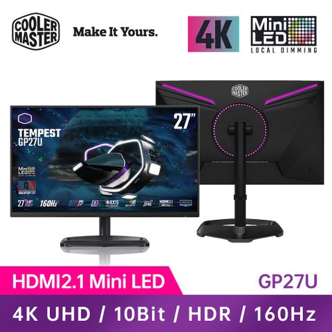 【Cooler Master】酷碼GP27U MiniLed 27吋 4K電競螢幕(27型/4K/160Hz/1ms/HDMI/DP/IPS/Type-C)