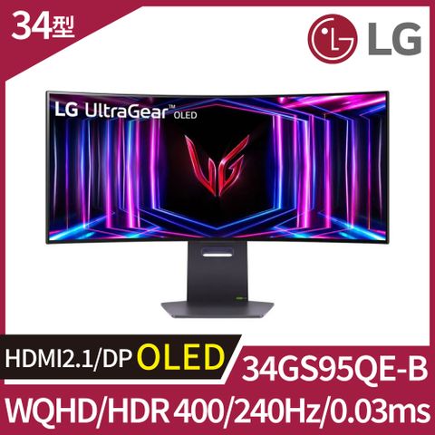 LG 34GS95QE 34型UltraGear OLED 21:9 WQHD 240Hz 曲面電競螢幕