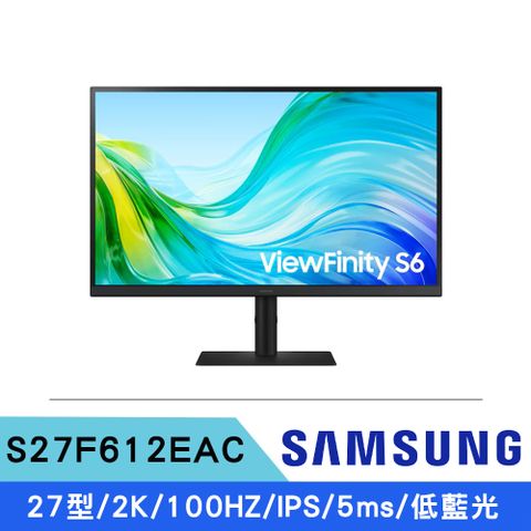 Samsung三星27型 S27F612EAC 100Hz 5Ms 2K護眼超薄廣角螢幕