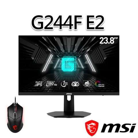 MSI 微星 【滑鼠組】G244F E2 23.8吋 電競螢幕(23.8"/1920x1080/16:9/180Hz)