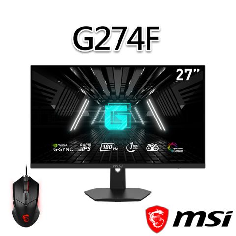 MSI 微星 【滑鼠組】 G274F 27吋 電競螢幕(27/1920x1080/16:9/180Hz)