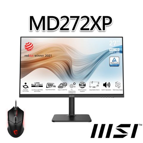 MSI 微星 【滑鼠組】Modern MD272XP 27吋 螢幕(27/1920x1080/16:9/100Hz)