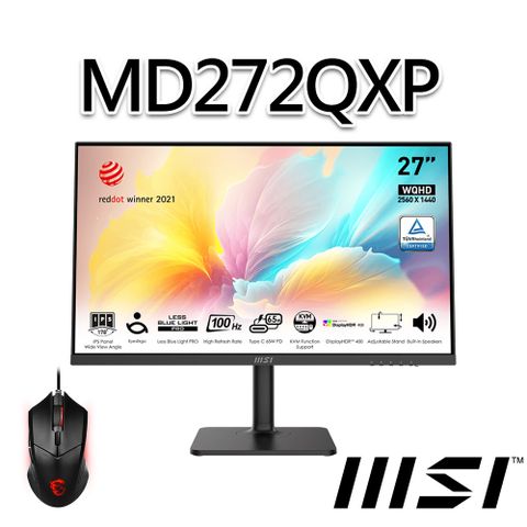 MSI 微星 【滑鼠組】Modern MD272QXP 27吋 螢幕(27/2560x1440/16:9/100Hz)