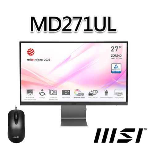 MSI 微星 【滑鼠組】Modern MD271UL 27吋 4K 螢幕(27/3840x2160/16:9/60Hz)