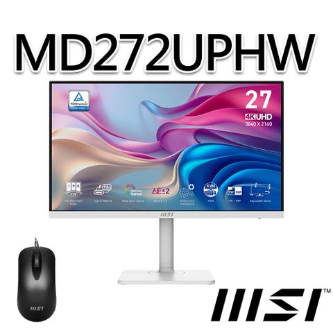 MSI 微星 Modern MD272UPHW 27吋 螢幕 (27"/3840x2160/16:9/60Hz/喇叭/白)