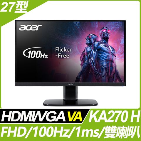 ACER 宏碁 (福利品) KA270 H 窄邊螢幕(27型/FHD/HDMI/喇叭/VA)