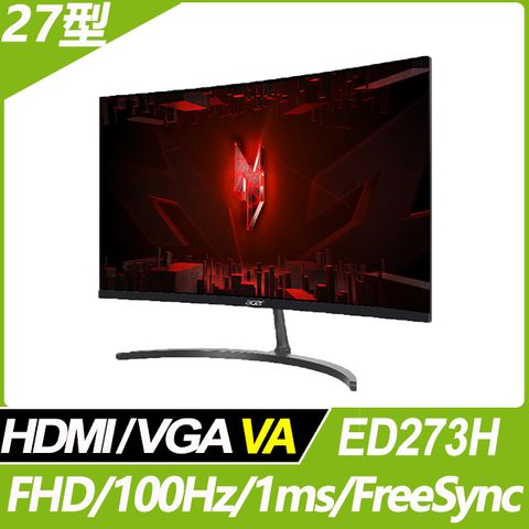 Acer ED273H 曲面螢幕(27型/FHD/100Hz/1ms/VA)