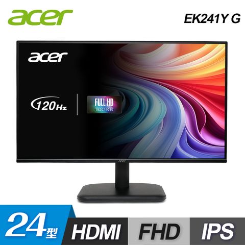 【Acer 宏碁】EK241Y G 24型 IPS 120Hz 護眼螢幕