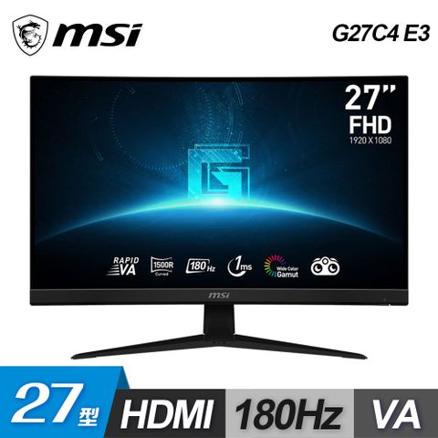 MSI 微星 【MSI 微星】G27C4 E3 27型 VA 180Hz 曲面電競螢幕