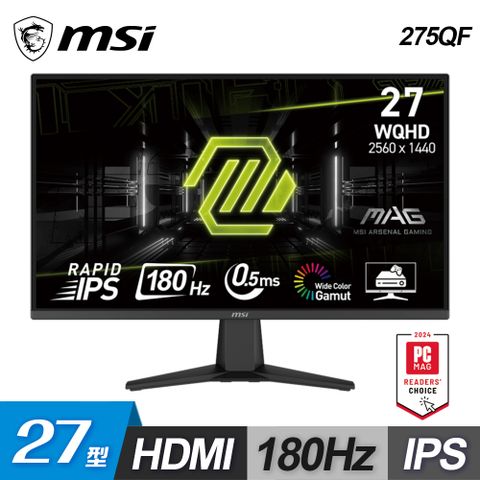 MSI 微星 【MSI 微星】MAG 275QF 27型 IPS WQHD 180Hz 電競螢幕