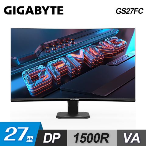 GIGABYTE 技嘉 【GIGABYTE 技嘉】GS27FC 27型 VA 180Hz 曲面電競螢幕