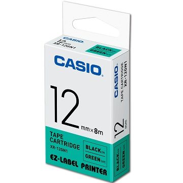 CASIO 卡西歐 標籤機專用色帶-12mm【共有9色】綠底黑字XR-12GN1