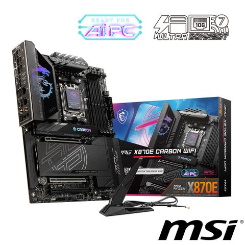 MSI 微星 MPG X870E CARBON WIFI 主機板+AMD Ryzen 5-7600 3.8GHz 6核心 中央處理器