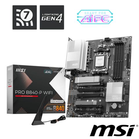 MSI 微星 PRO B840-P WIFI 主機板+AMD Ryzen 7-9800X3D 4.7GHz 8核心 中央處理器