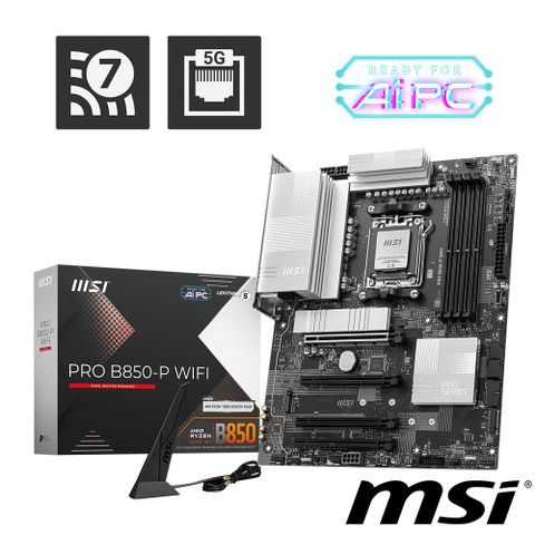 MSI B850 GAMING PLUS WIFI 主機板 - ATX 規格,支援 AMD Ryzen 9000/8000/7000 系列處理器