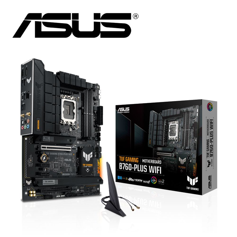 ASUS 華碩  TUF GAMING B760-PLUS WIFI 主機板+威剛 D5 16G*2/5600 Lancer 白 記憶體(組合3-2)