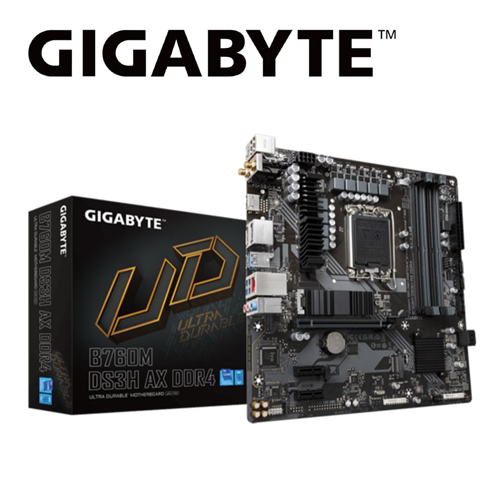 GIGABYTE 技嘉 B760M DS3H AX DDR4 主機板+羅技 MK240 NANO 無線滑鼠鍵盤組