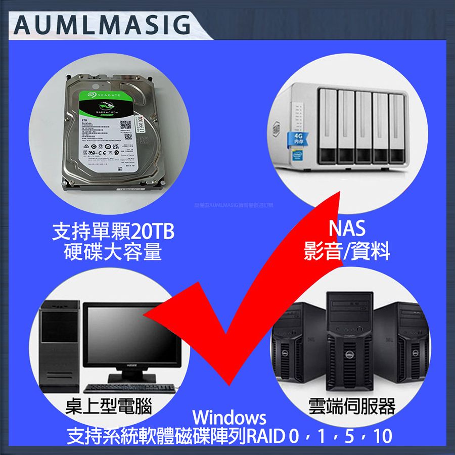 AUMLMASIG 全通碩 下單免運送達12組 SATA3.0 擴充卡 PCI-E X1介面 / PCI-E to 12組 SATA 3.0 擴充卡台灣祥碩控制晶片支持WIN10免驅動方便又輕鬆支持軟體系統RAID支持30TB以上硬碟支援多種操作系統:win11win10 ,win8linuxubuntuesxinas