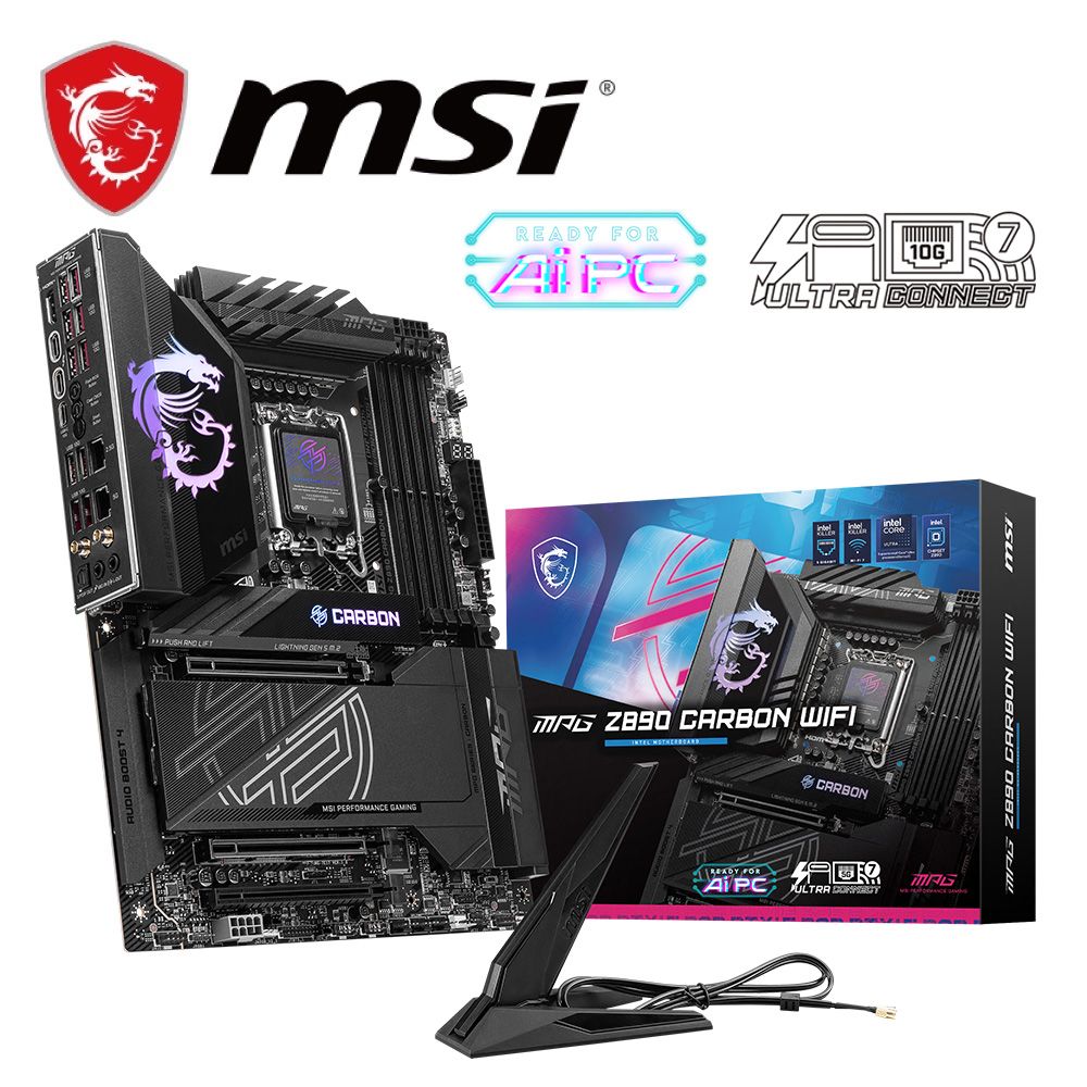 MSI 微星 MPG Z890 CARBON WIFI DDR5 主機板+Intel Core Ultra 7 265K 20核 20緒