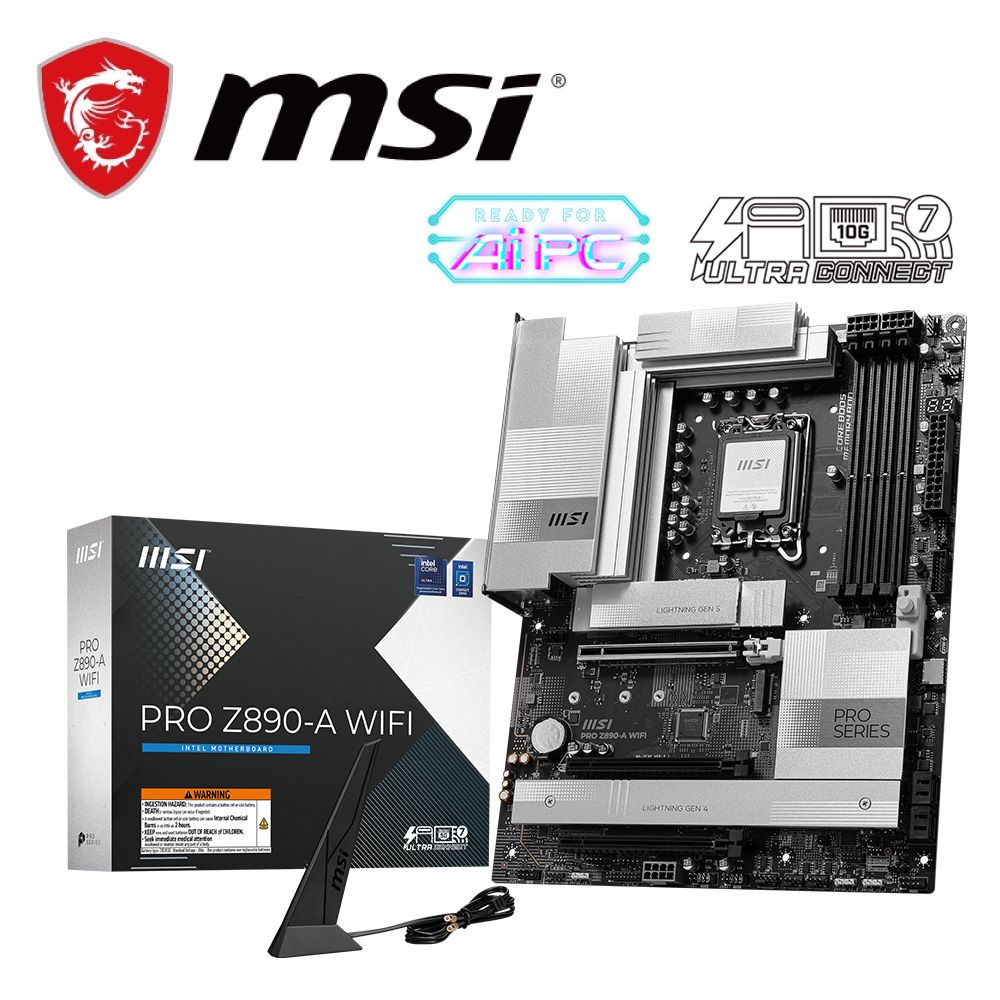 MSI 微星  PRO Z890-A WIFI DDR5 主機板+Intel Core Ultra 7 265K 20核 20緒