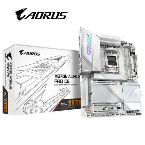 GIGABYTE 技嘉 X870E AORUS PRO ICE 主機板+AMD R7 9700X代理盒裝 8核 16緒 中央處理器