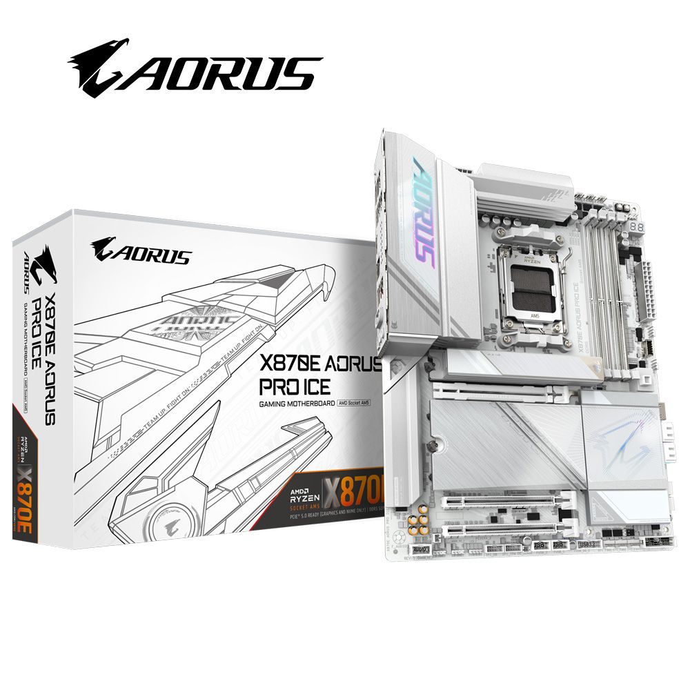 GIGABYTE 技嘉 X870E AORUS PRO ICE 主機板+AMD R9 9950X代理盒裝 16核 32緒 中央處理器