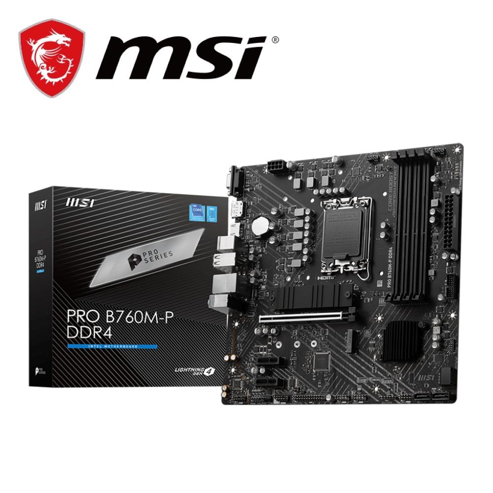 MSI 微星  PRO B760M-P DDR4 主機板+ INTEL AX210NGW WIFI-6E 內接無線網卡