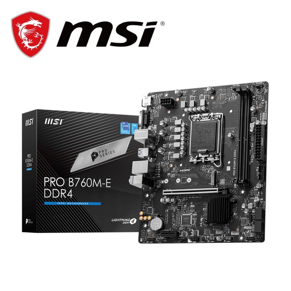 MSI 微星  PRO B760M-E DDR4 主機板+ SPATIUM M371 500GB NVMe M.2 SSD(M+S 組合包)