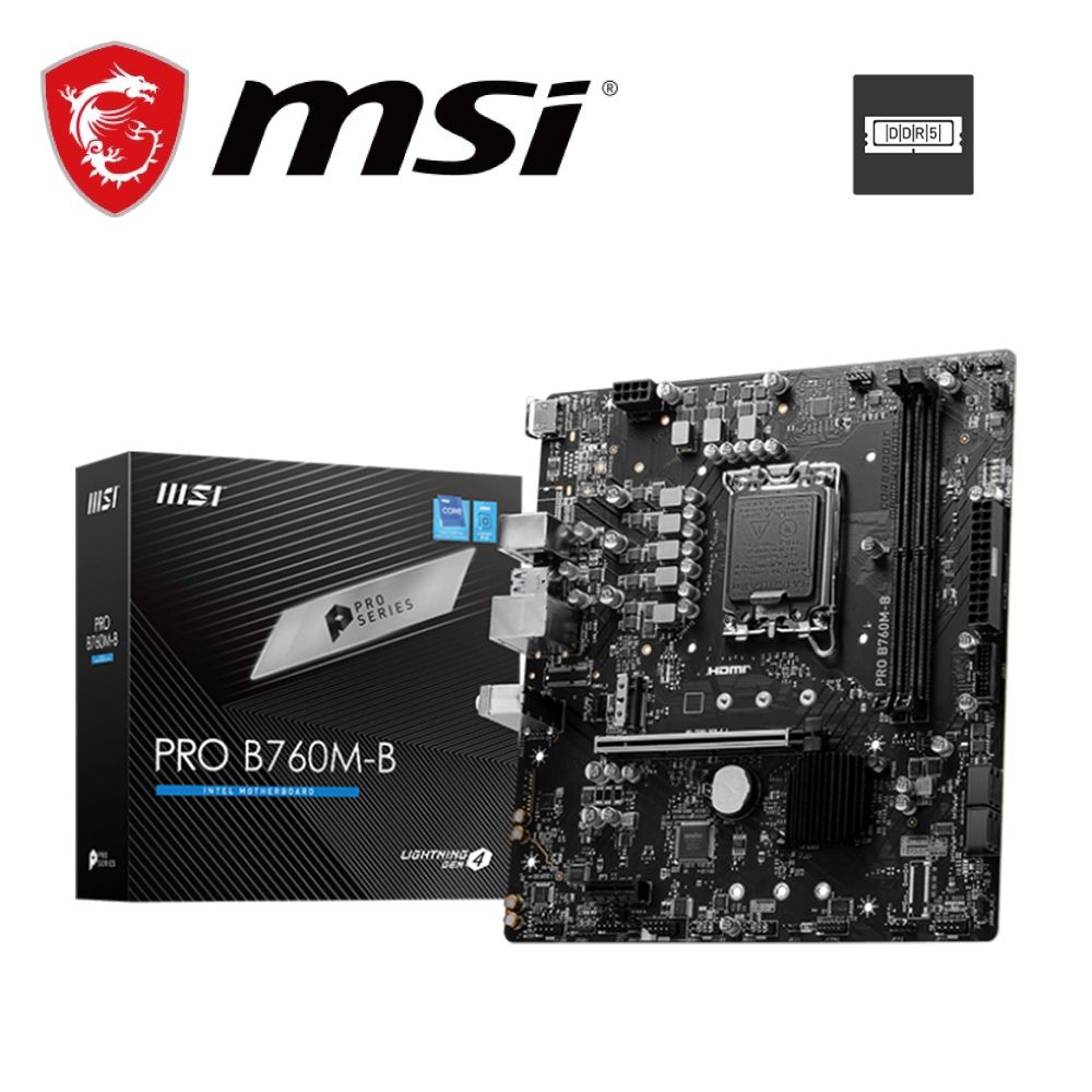 MSI 微星  PRO B760M-B 主機板+ SPATIUM M371 500GB NVMe M.2 SSD(M+S 組合包)