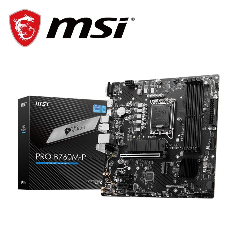 MSI 微星  PRO B760M-P 主機板+ SPATIUM M371 500GB NVMe M.2 SSD(M+S 組合包)