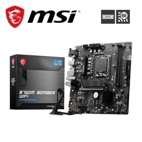 MSI 微星 B760M BOMBER WIFI 主機板+威剛 D5 8GB 4800 DDR5 記憶體(M+D5R 組合包)