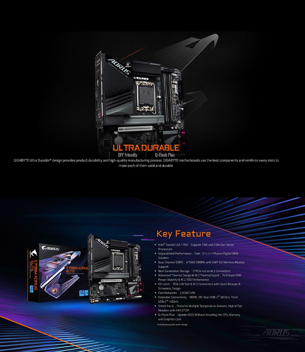 C+M套餐】技嘉Z790M AORUS ELITE 主機板+ Intel i7-13700K 處理器